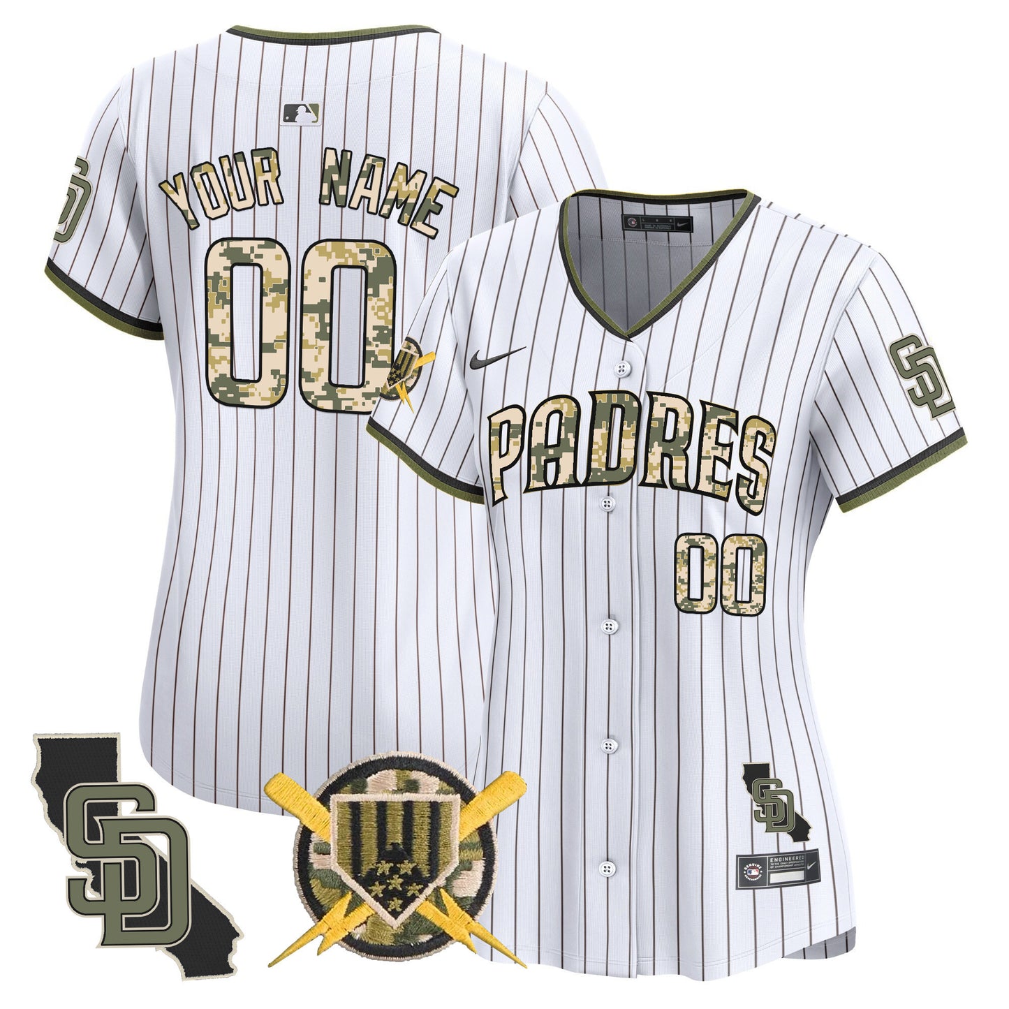 Padres Armed Forces Day Vapor Premier Limited Custom Jersey - All Stitched
