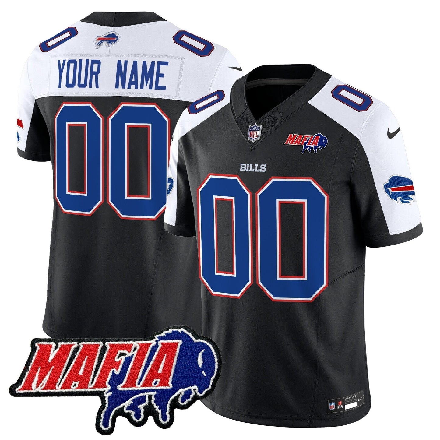 BUF 2024 Bills Mafia Patch Vapor Limited Custom Jersey - All Stitched