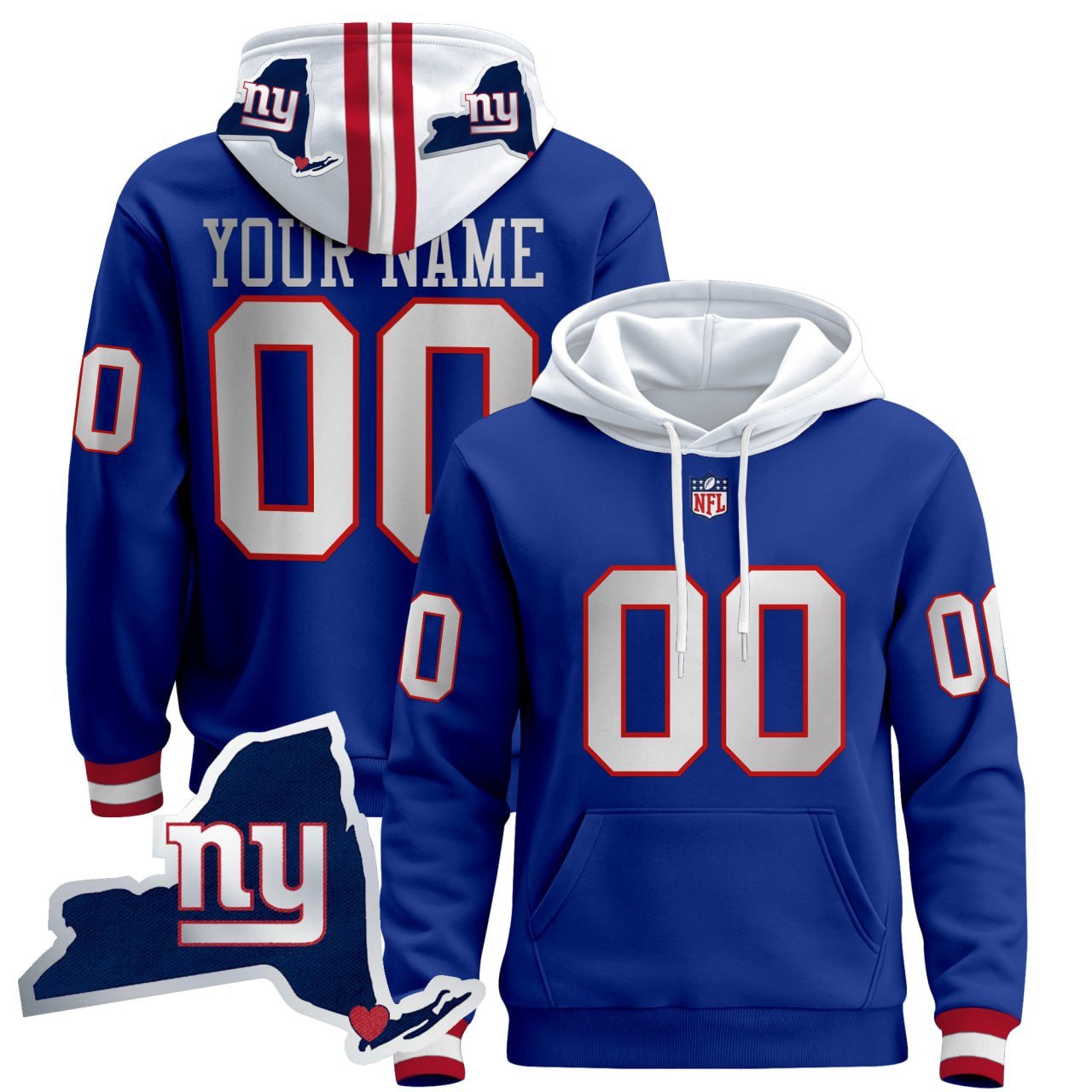 New York Giants Pullover Custom Hoodie - All Stitched