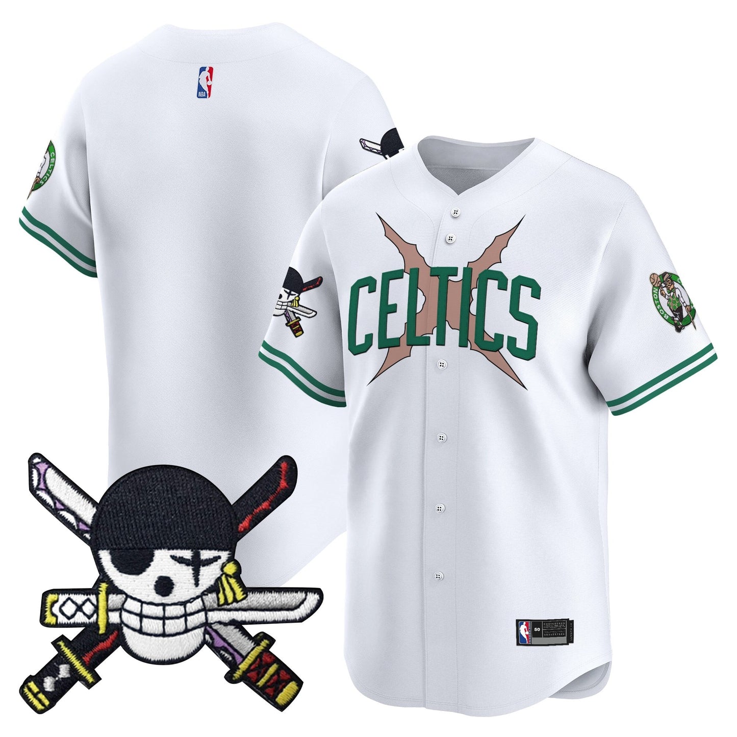 Boston Celtics x OP Patch Vapor Baseball Jersey - Zoro Edition - Stitched