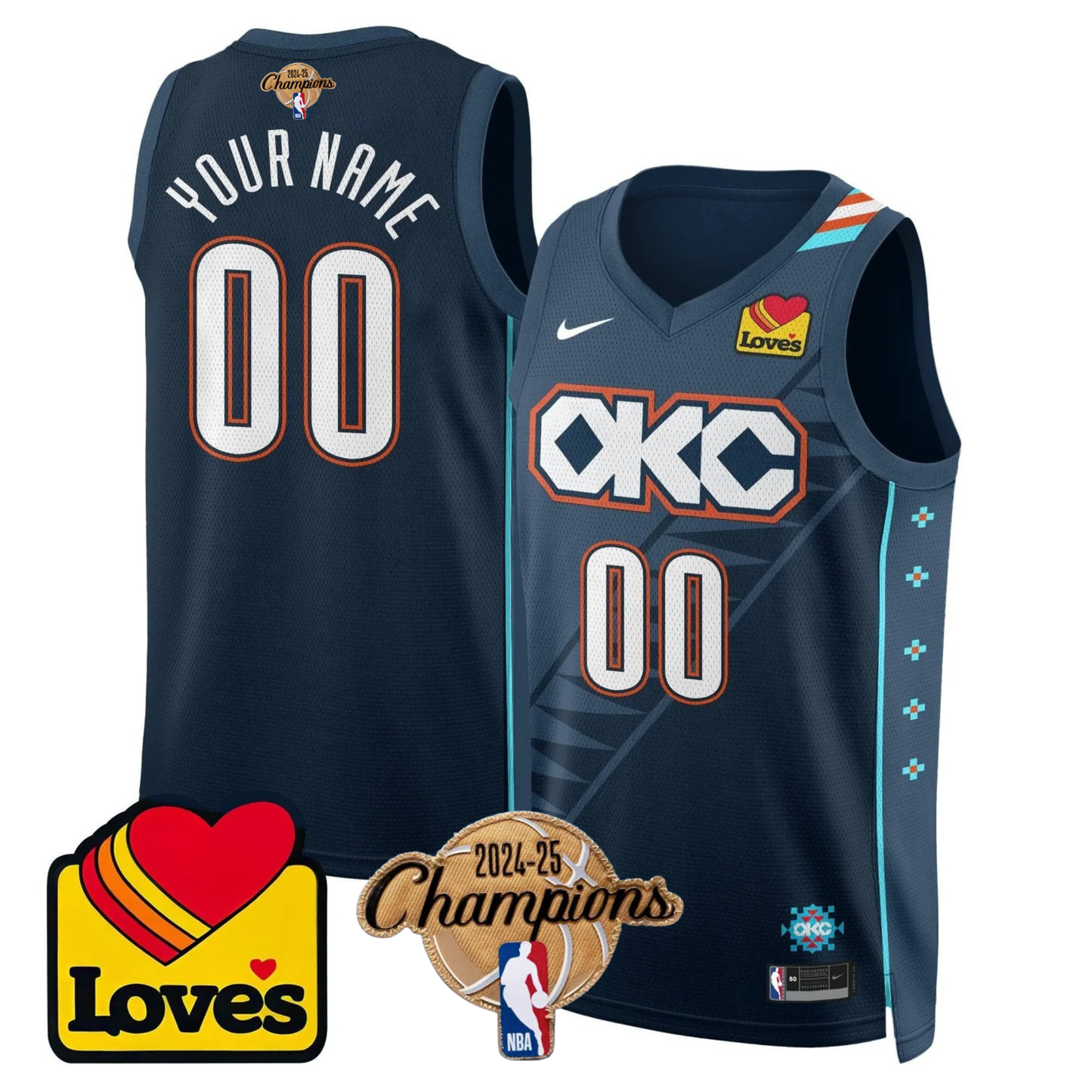 The Thunder 2024-25 Champions Black Gold Jersey - All Stitched