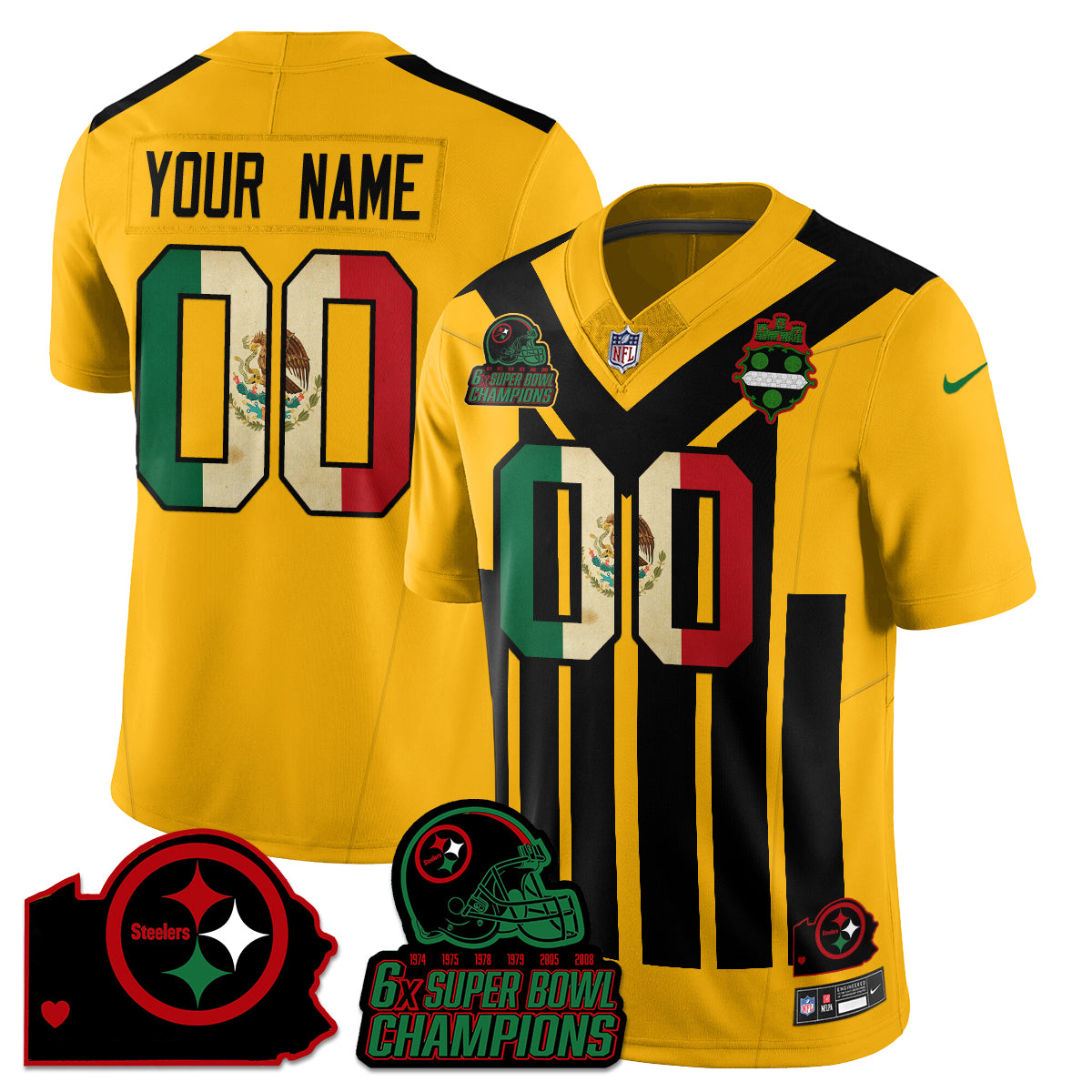 PIT 6-Time Champions Mexico Vapor Limited Custom Jersey - All Stitched