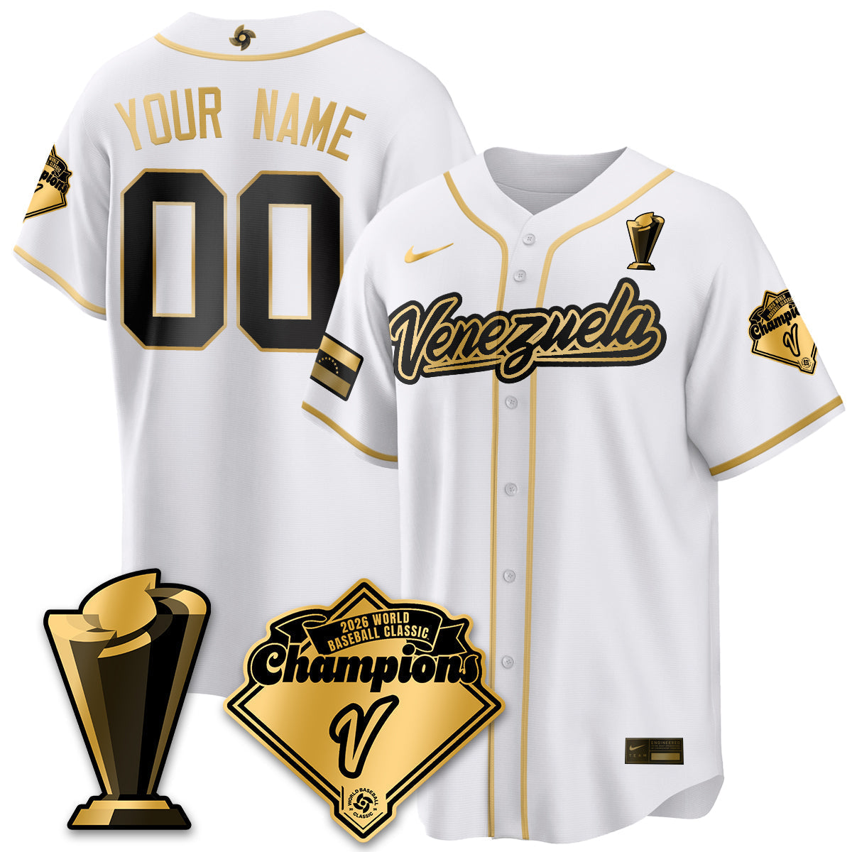 Venezuela Baseball 2026 World Baseball Classic Champions Limited Custom Jersey - All Stitched
