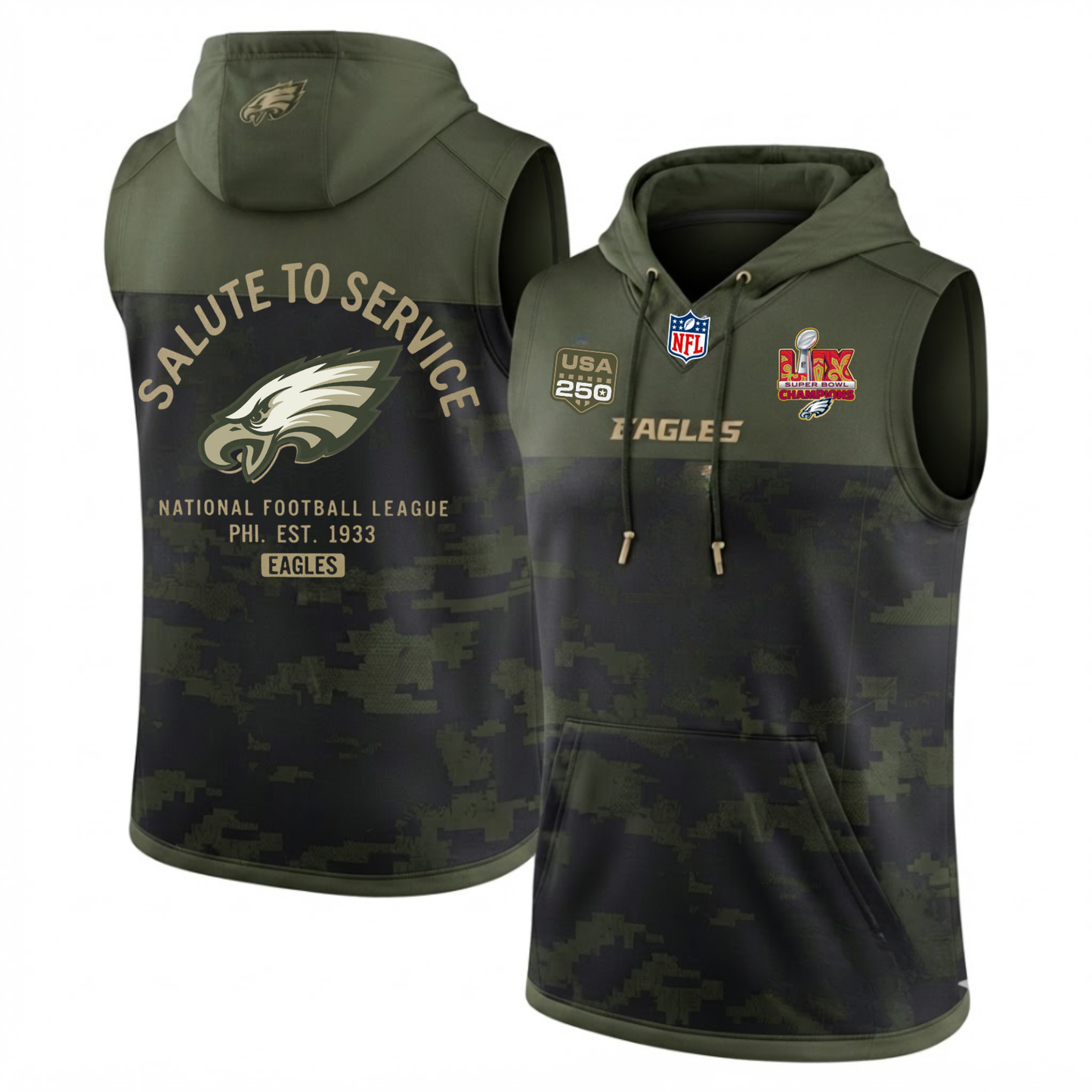 PHI Salute to Service Sleeveless Hoodie Tank Top - Printed
