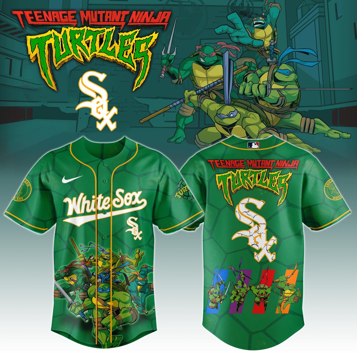 . Chicago White Sox x Ninja Turtles Night Game Limited Edition Jersey 2025