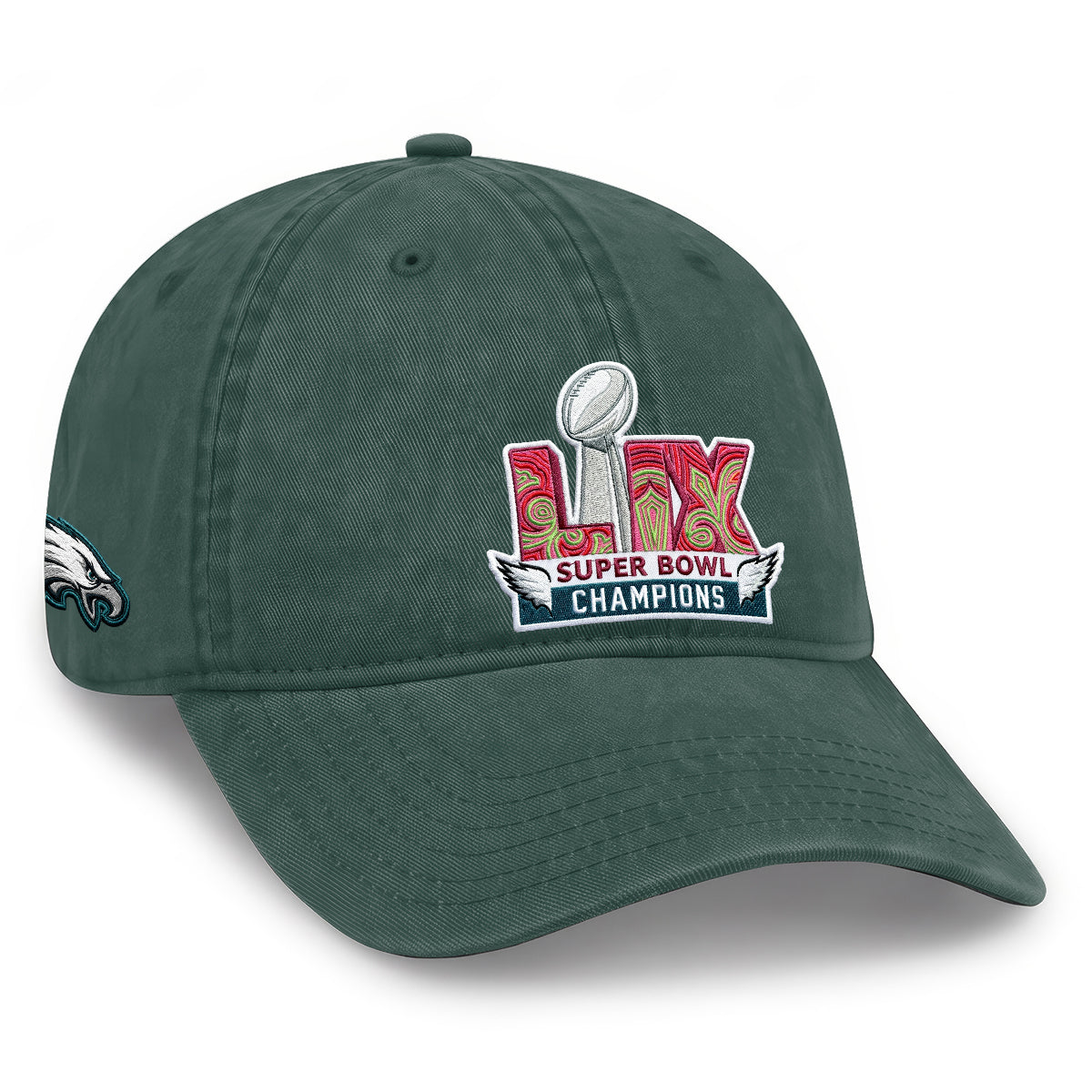 Philadelphia Eagles Champions SB LIX Baseball Wash Hat - Embroidered