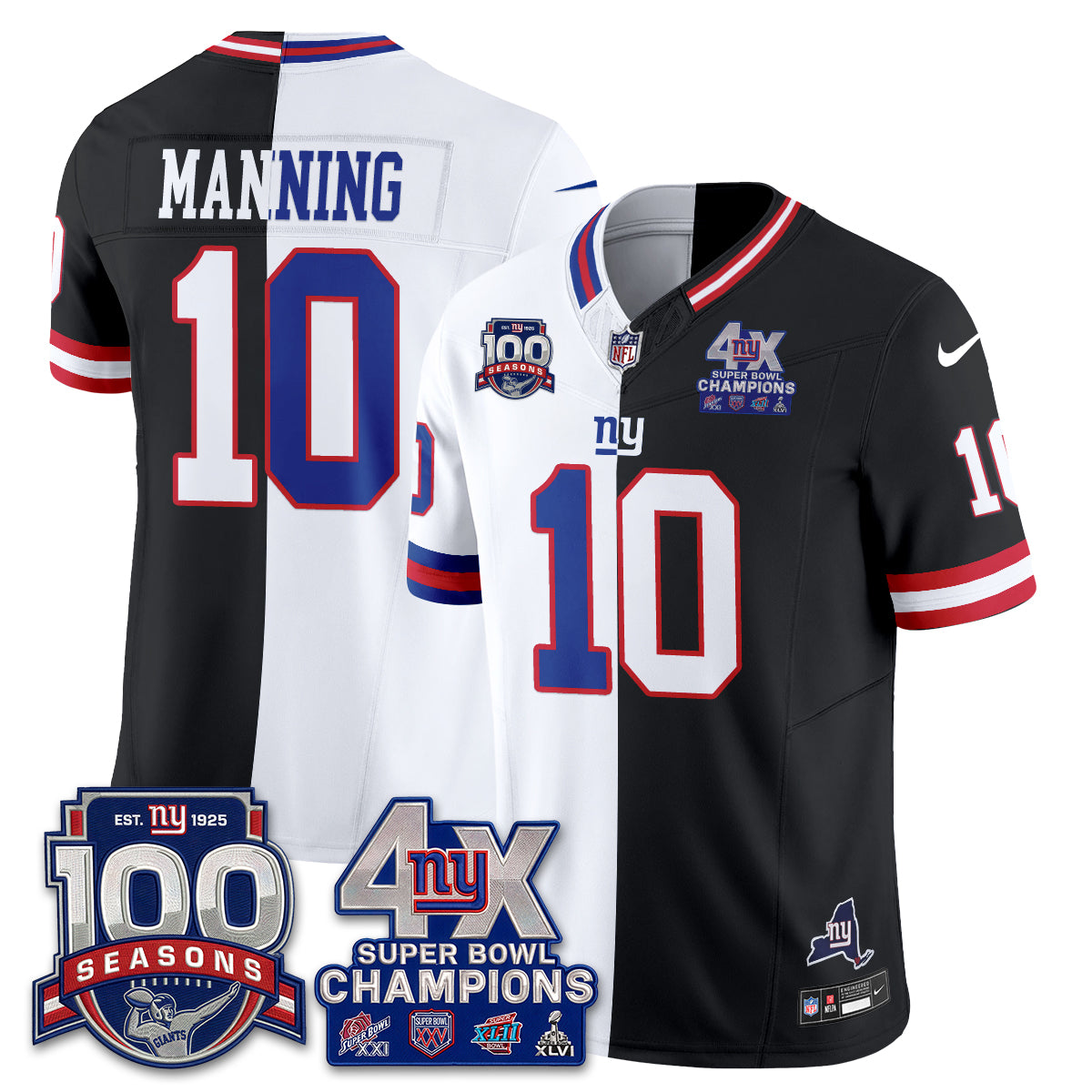 NYG 4X SBowl Split Edition Vapor Jersey - Stitched #10