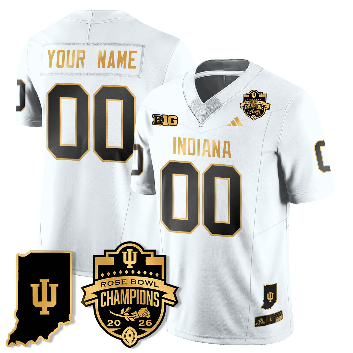 Custom Indiana H Vapor Limited Football Gold Jersey - Rose Bowl Champions - All Stitched