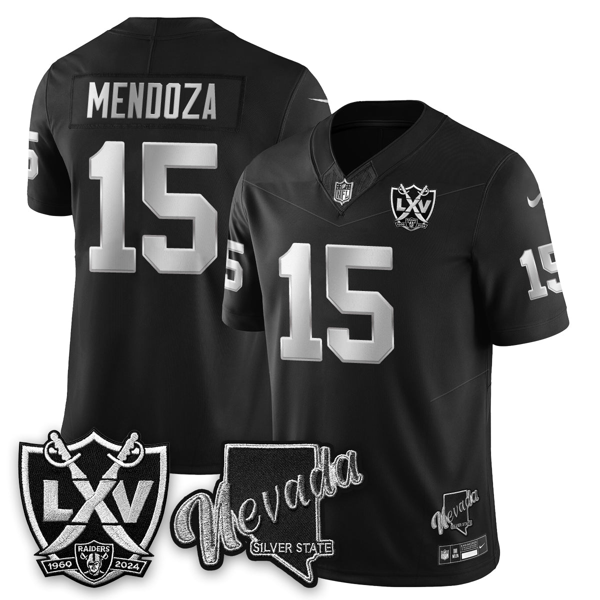 LVR Fernando Mendoza No.1 #15 Black Gold Edition Jersey - All Stitched