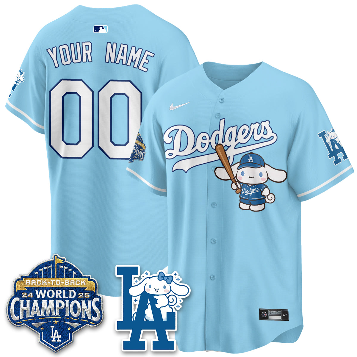 Los Angeles Dodgers Cinnamoroll Edition Vapor Custom Jersey - Stitched