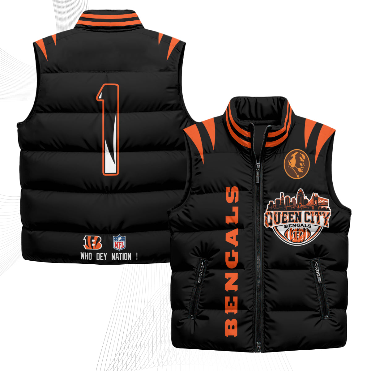 CIN John Madden Patch Puffer Vest - Printed