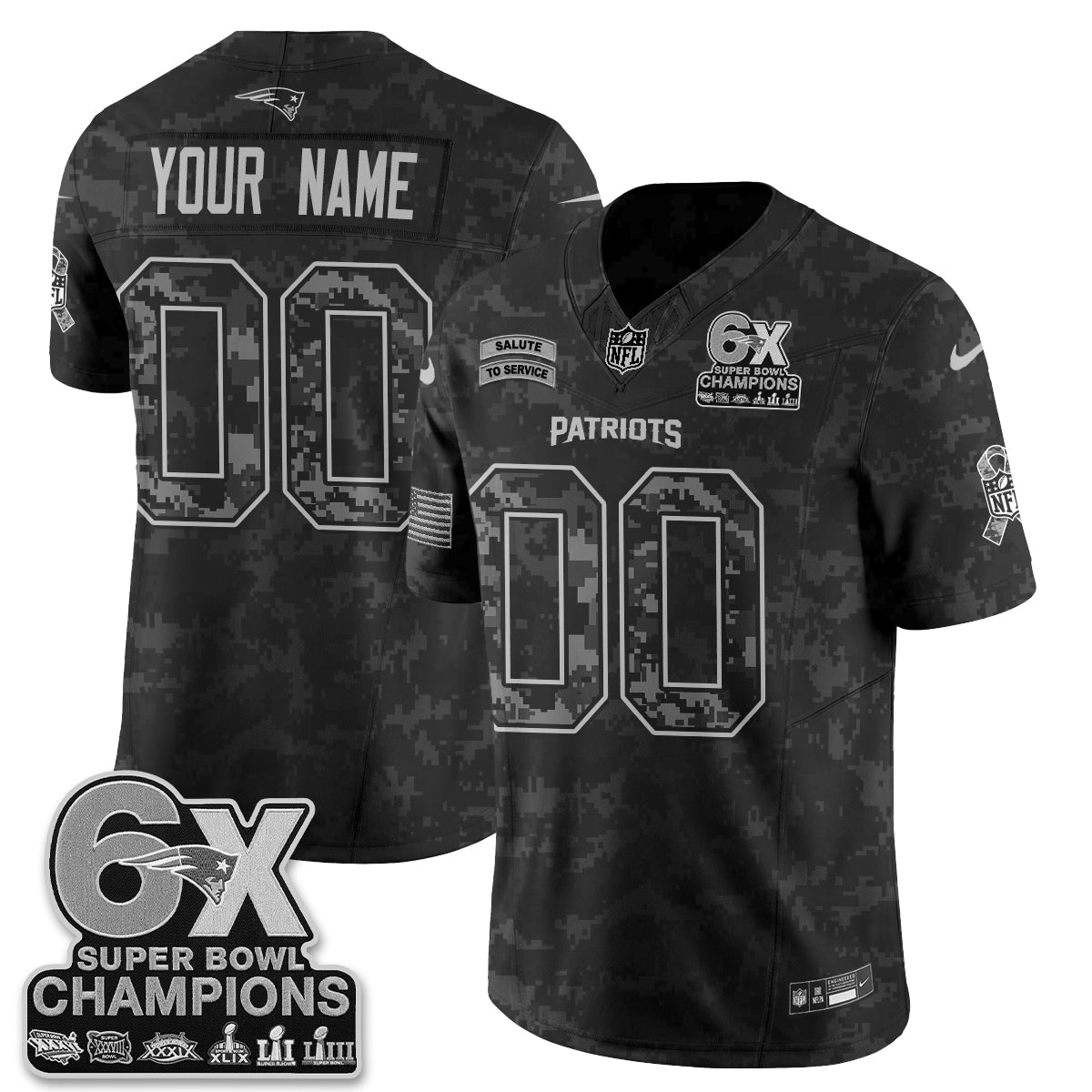 New England Patriots 2026 Salute to Service Vapor Custom Jersey V2- Stitched