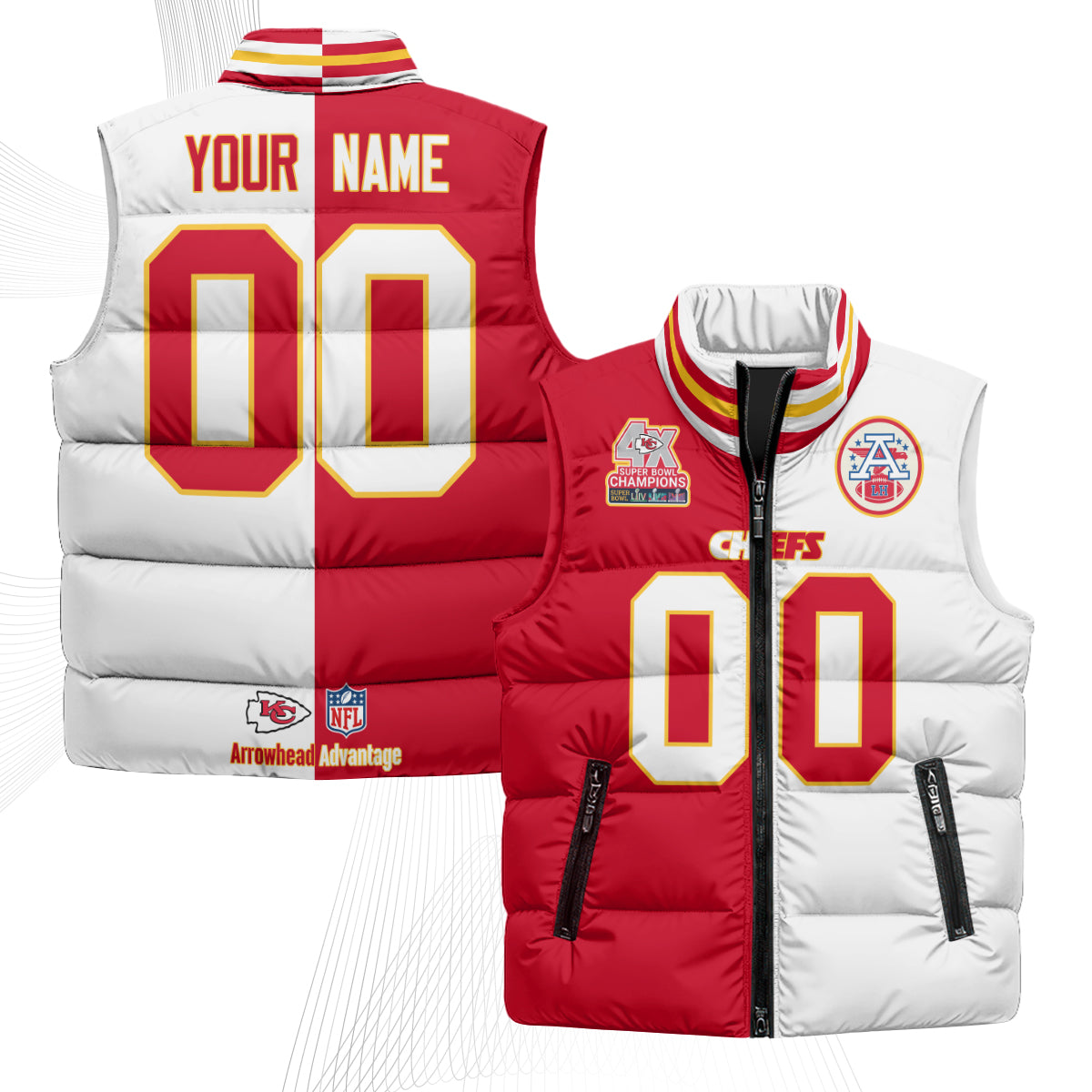 KC 4X Champs Gold Edition Custom Puffer Vest - Printed