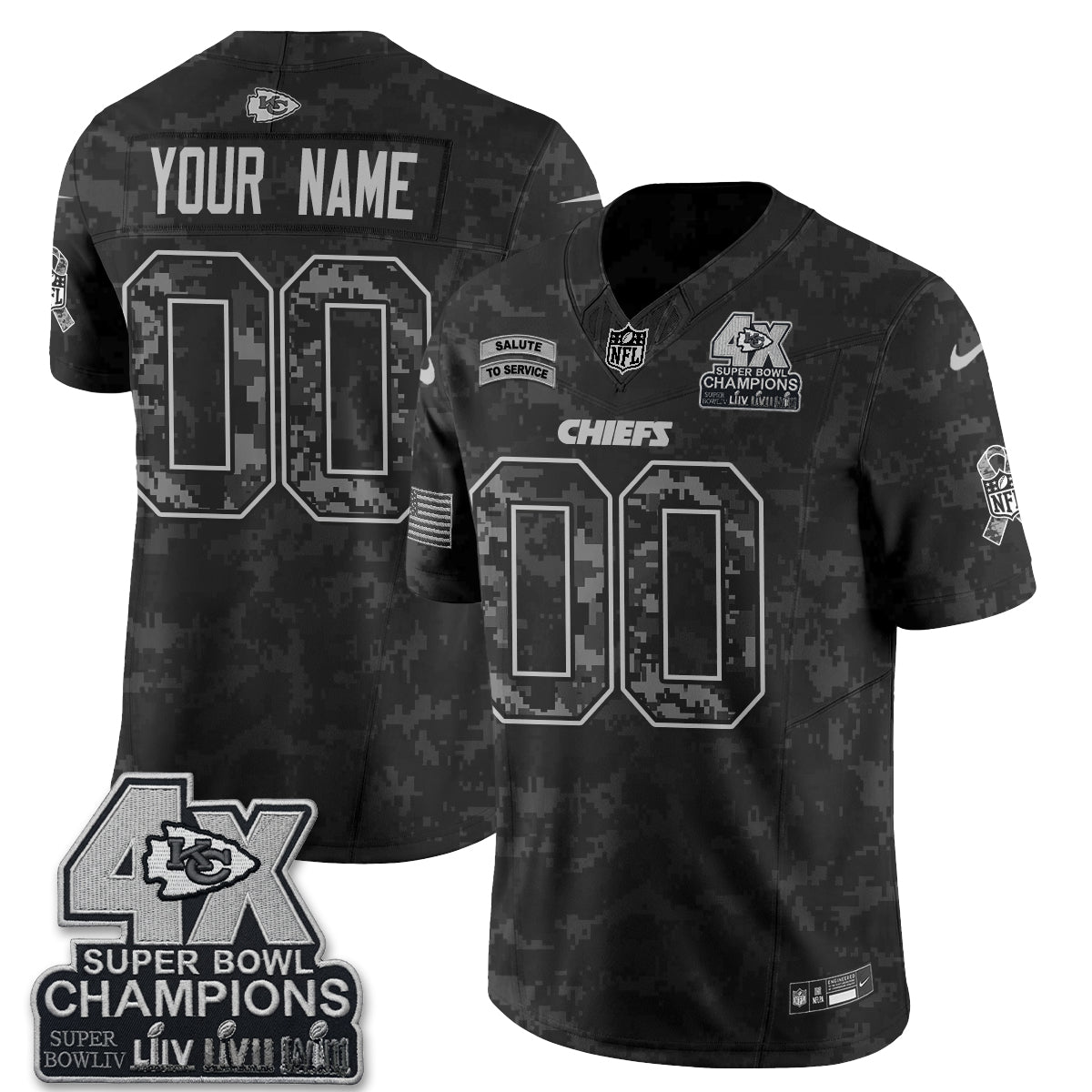 Kansas City Chiefs 2026 Salute to Service Vapor Custom Jersey V2- Stitched