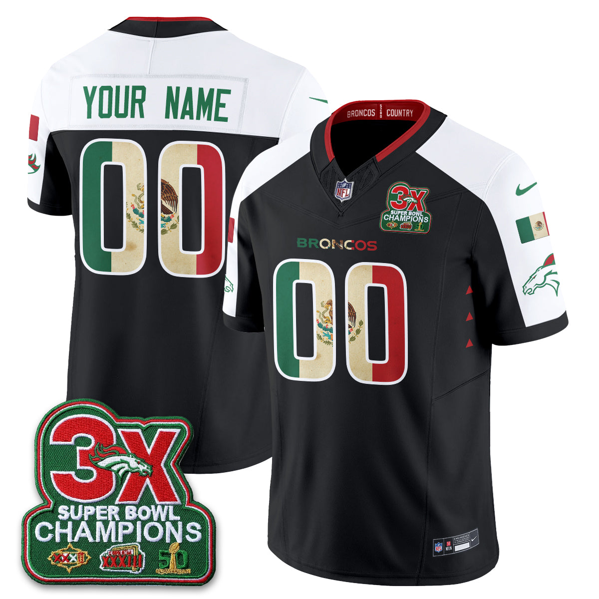 DEN Mexico Edition Vapor Custom Jersey - Stitched