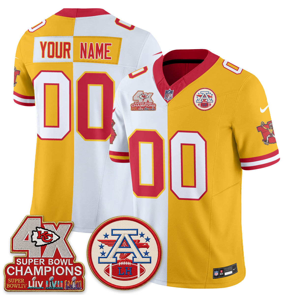 KC Throwback Split Custom Vapor Jersey - Stitched