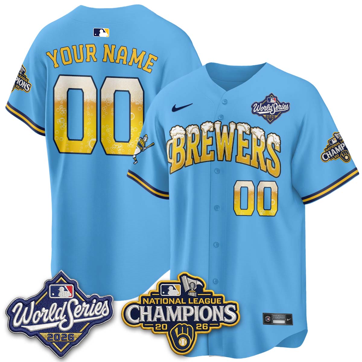 Milwaukee Brewers "Pitcher & Pint" 2026 NL Champions Custom Vapor Jersey - Stitched