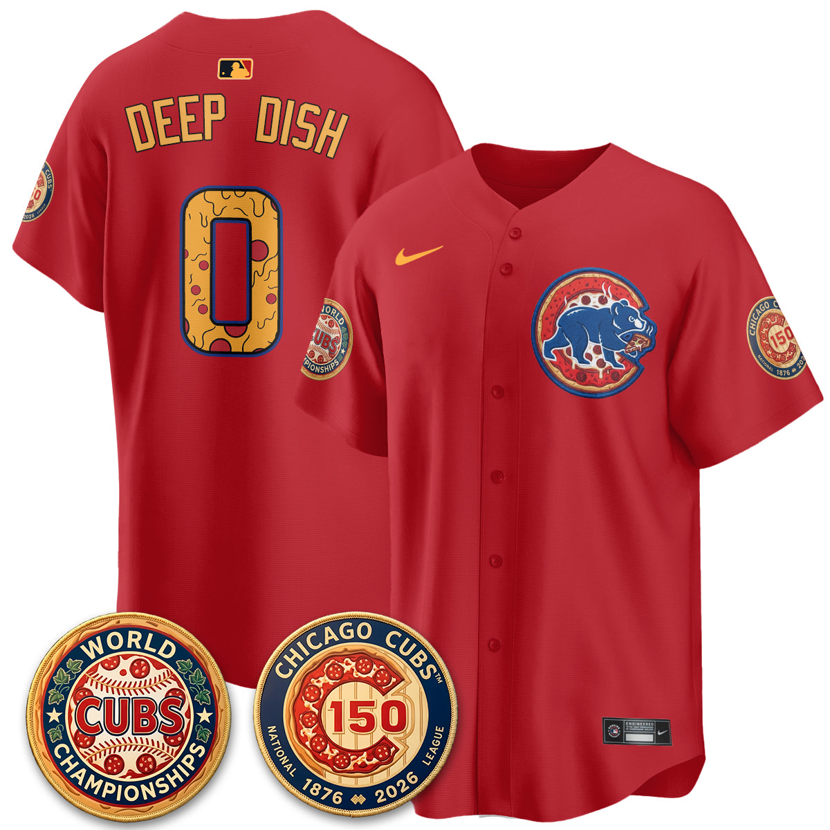 Chicago Cubs Deep Dish Pizza Vapor Limited Royal Jersey - Stitched