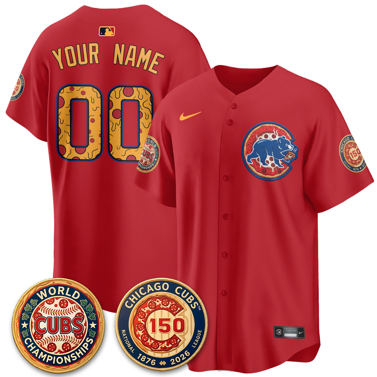 Chicago Cubs Deep Dish Pizza Vapor Limited Custom Jersey - Stitched