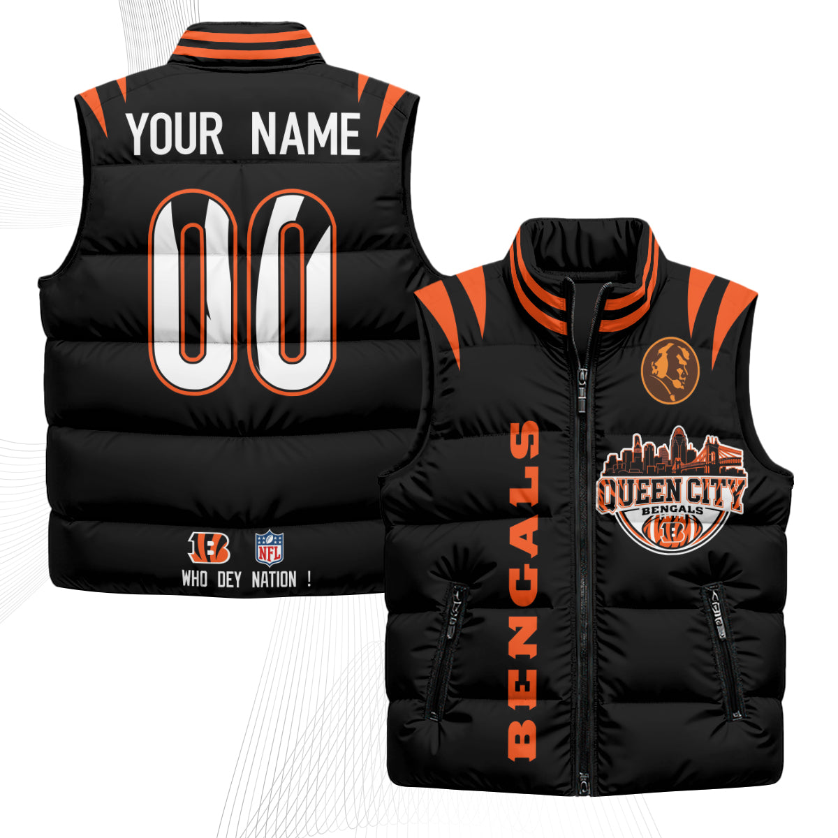 CIN John Madden Patch Custom Puffer Vest - Printed