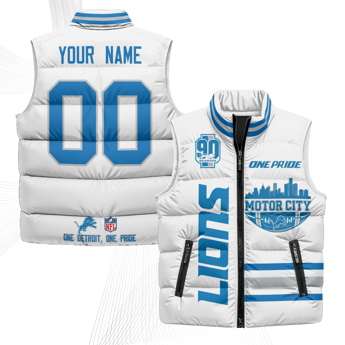 DET Motor City Custom Puffer Vest - Printed