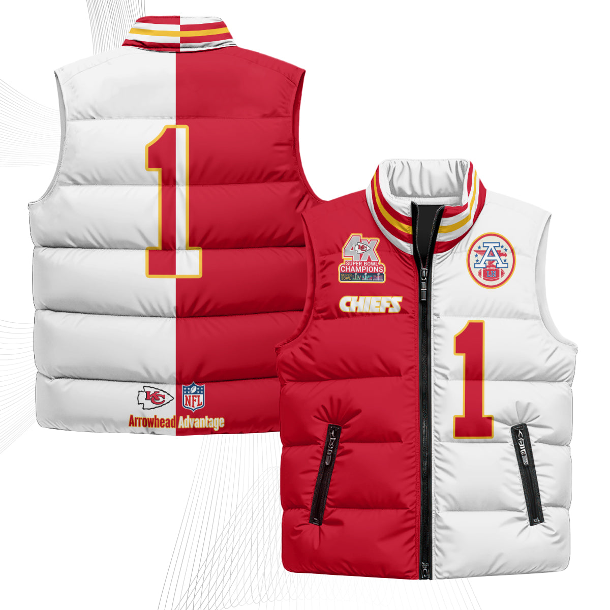 KC 4X Champs Gold Edition Puffer Vest - Printed