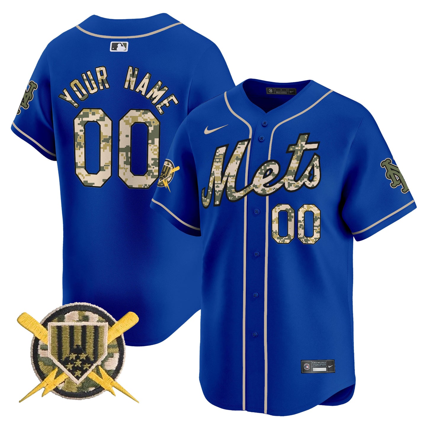 Mets Armed Forces Day Vapor Premier Limited Custom Jersey - All Stitched