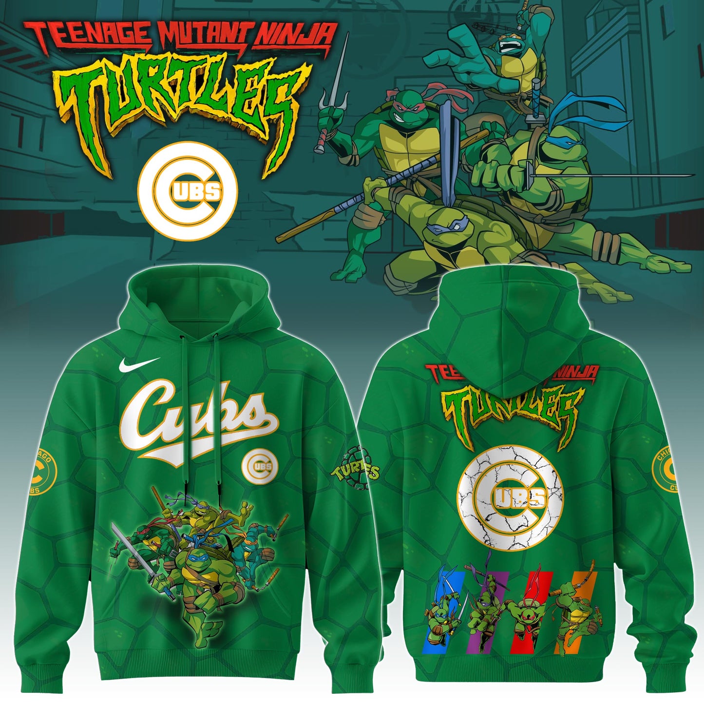 . Chicago Cubs MLB x Ninja Turtles Special Edition Hoodie 2025
