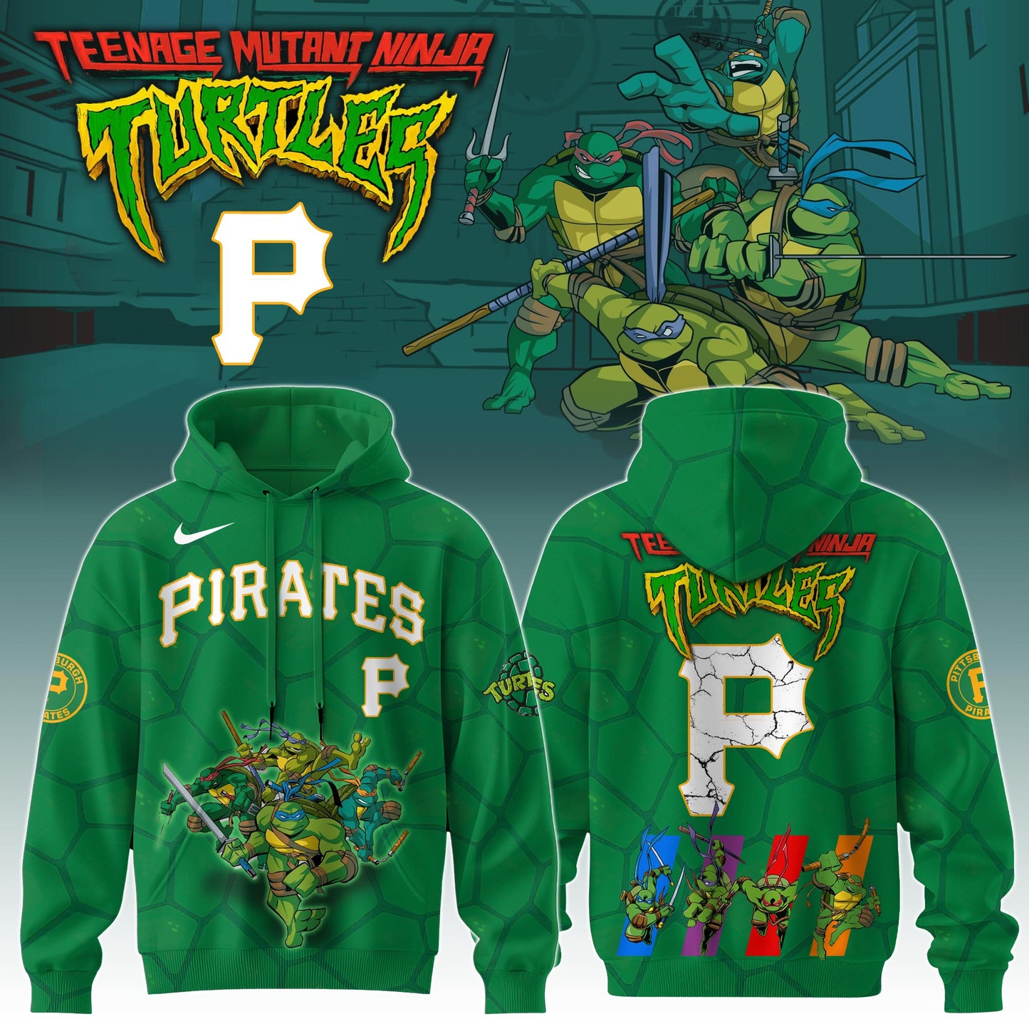 . Pittsburgh Pirates MLB x Ninja Turtles Special Edition Hoodie 2025