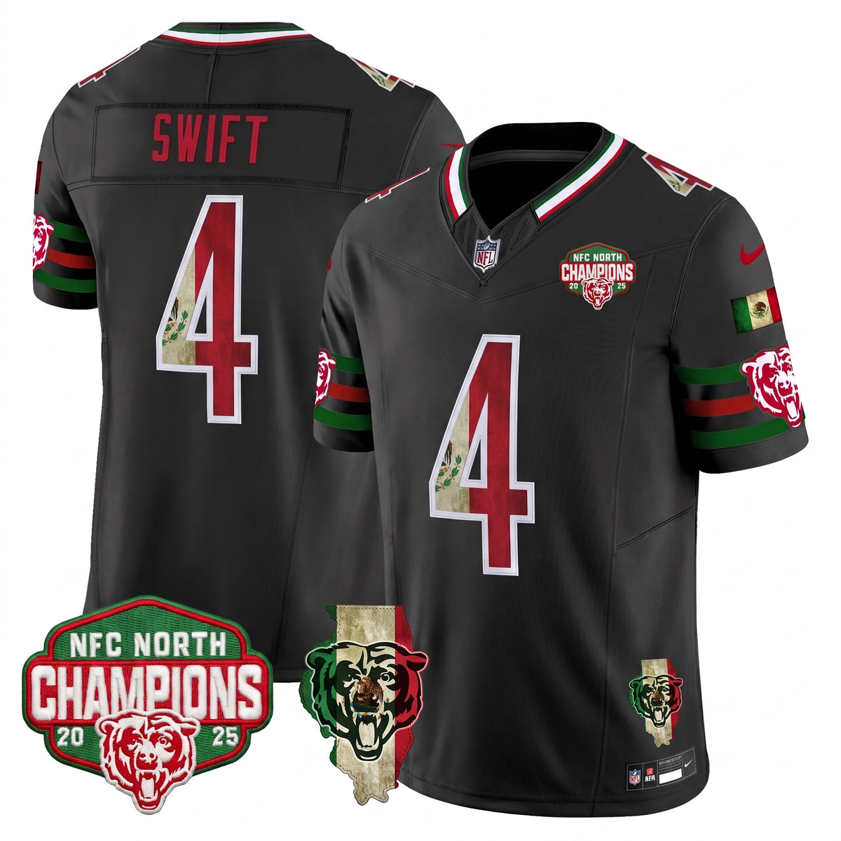 CHI Mexico NFC North Champions 2025 Patch Limited Jersey - Stitched