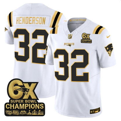 NE 2025 6x Champions Patch Gold Vapor Limited Jersey - All Stitched