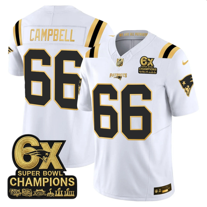 NE 2025 6x Champions Patch Gold Vapor Limited Jersey - All Stitched