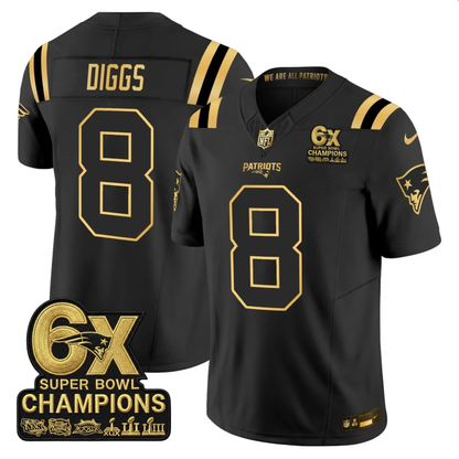 NE 2025 6x Champions Patch Gold Vapor Limited Jersey - All Stitched