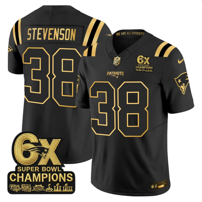 NE 2025 6x Champions Patch Gold Vapor Limited Jersey - All Stitched