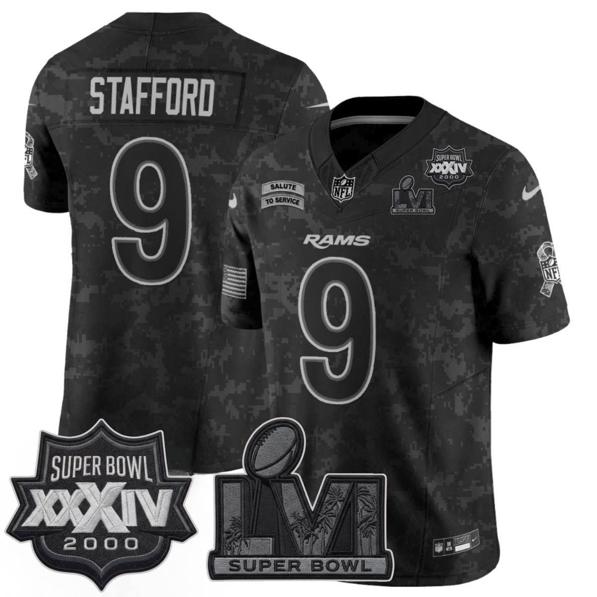 LAR 2026 Salute To Service 2S.Bowl Champs Patch Vapor Jersey - Stitched