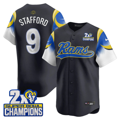 LAR Rivalry 2X Champions Patch Baseball Jersey - Stitched