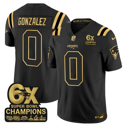 NE 2025 6x Champions Patch Gold Vapor Limited Jersey - All Stitched