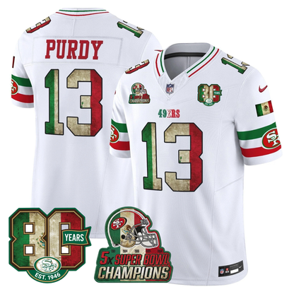 49ers Mexico 80th Anniversary & 5X Champs Jersey - Stitched