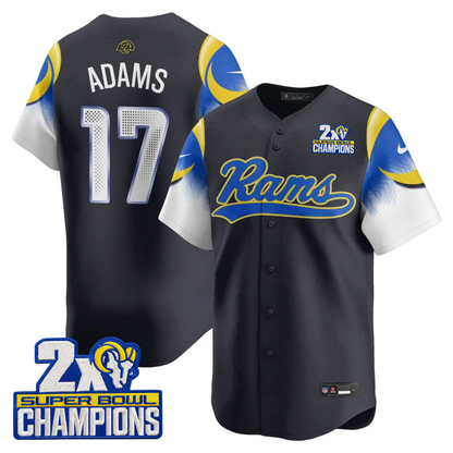 LAR Rivalry 2X Champions Patch Baseball Jersey - Stitched