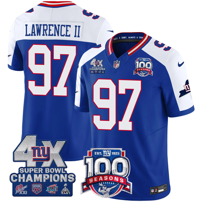 New York Giants 4X Champions & 100th Season Patch Vapor Limited Jersey - All Stitched