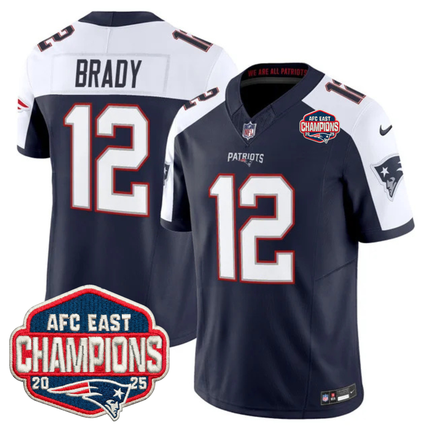 NE AFC East Champions Patch Vapor Limited Jersey - All Stitched