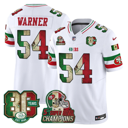 49ers Mexico 80th Anniversary & 5X Champs Jersey - Stitched