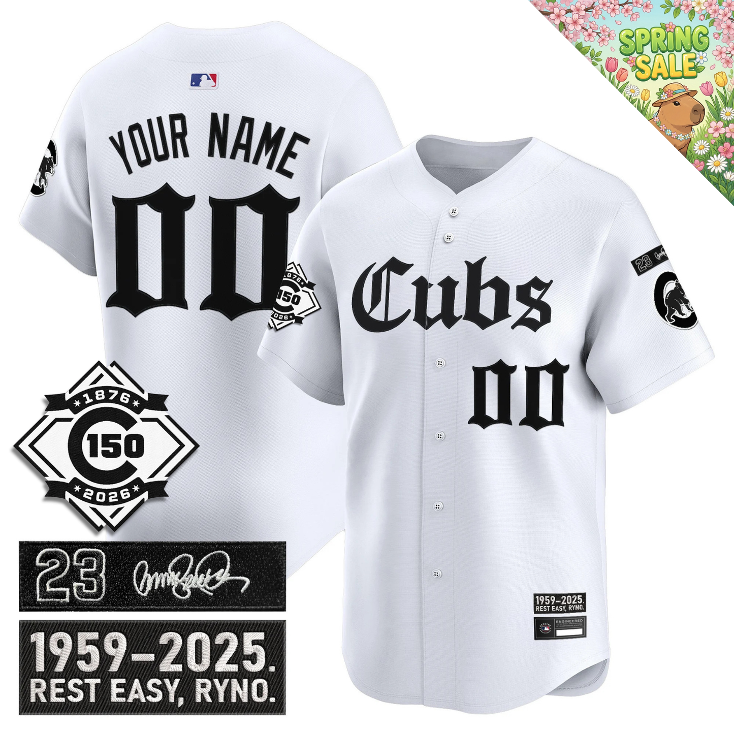 CHC 'Ryne Sandberg Tribute' & 150th anniversary patch Limited Gothic Jersey - All Stitched