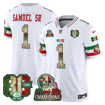 49ers Mexico 80th Anniversary & 5X Champs Jersey - Stitched