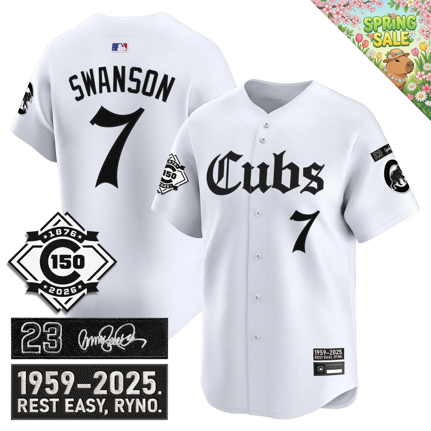 CHC 'Ryne Sandberg Tribute' & 150th anniversary patch Limited Gothic Jersey - All Stitched