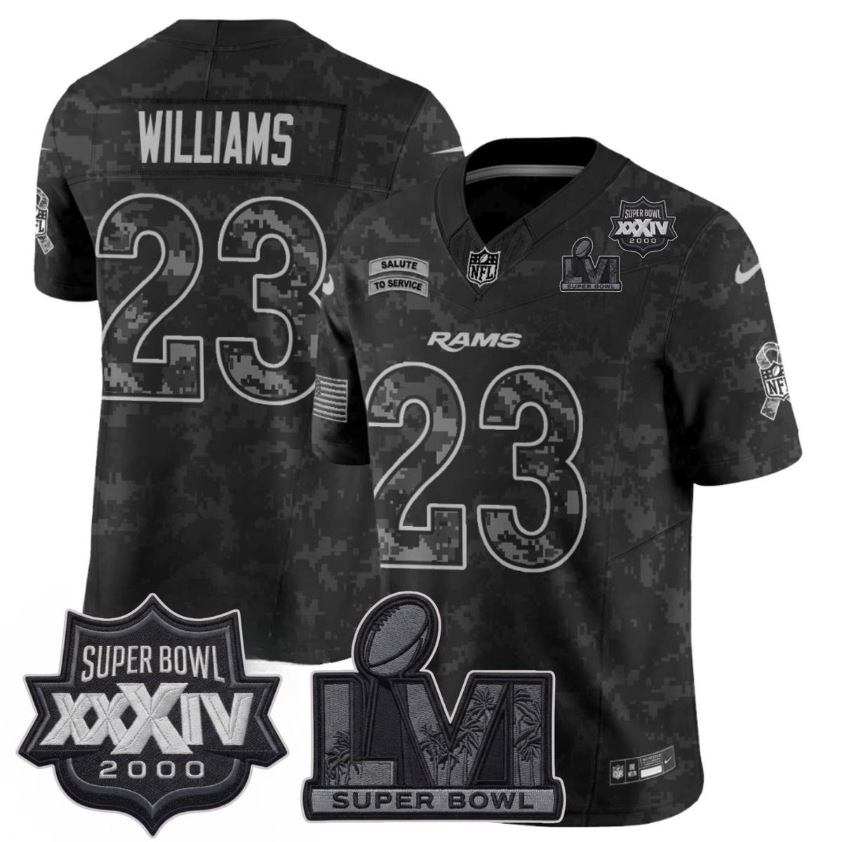 LAR 2026 Salute To Service 2S.Bowl Champs Patch Vapor Jersey - Stitched