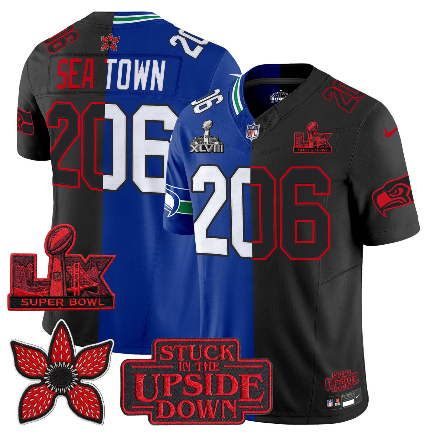 SEA 'Upside Down Edition' 2X Champs Patches Vapor Limited Jersey - Stitched