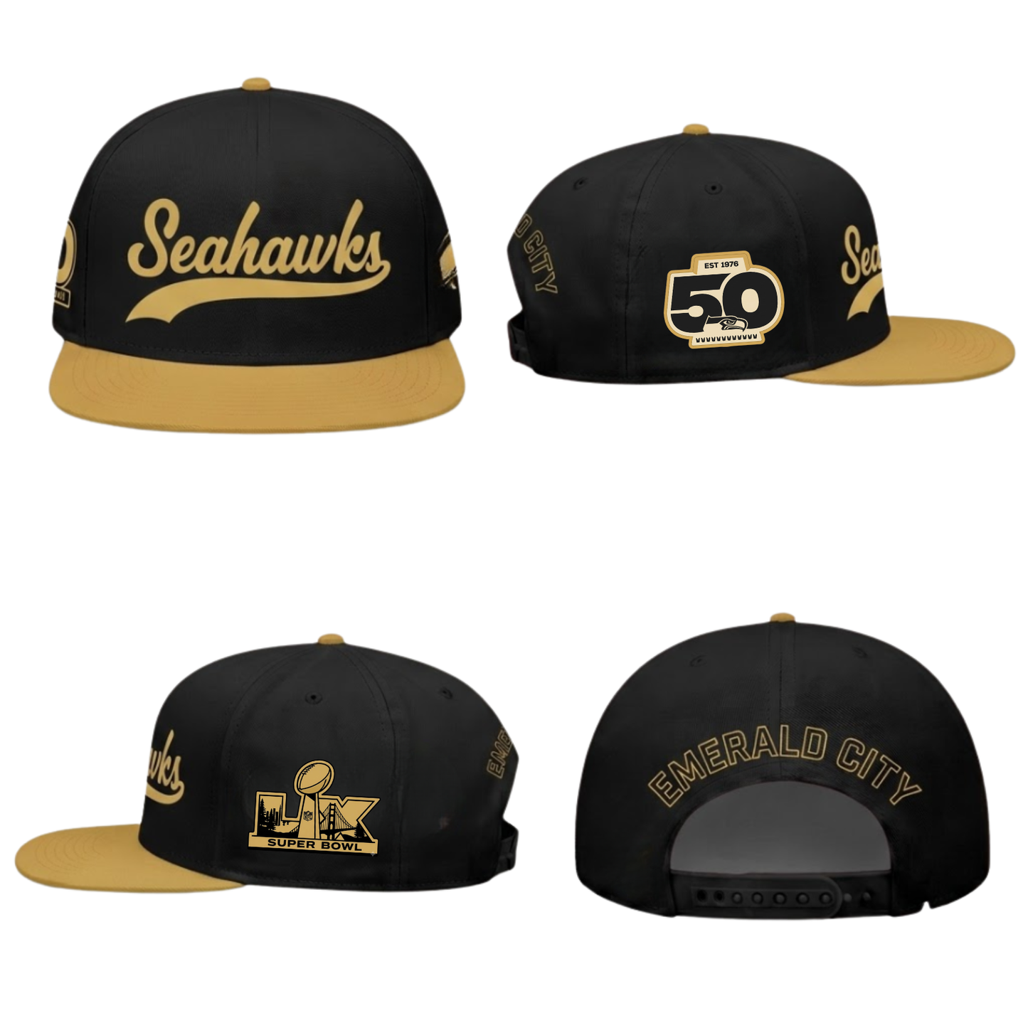 SEA SB LX Champs Gold Edition Snapback Cap - Printed