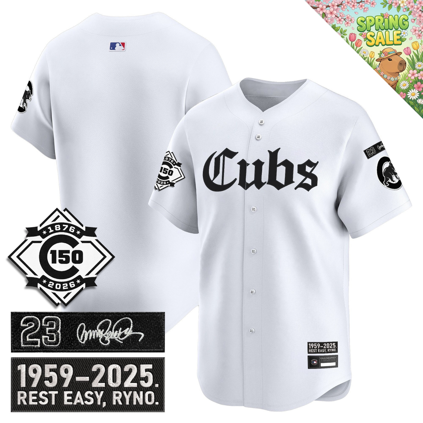 CHC 'Ryne Sandberg Tribute' & 150th anniversary patch Limited Gothic Jersey - All Stitched
