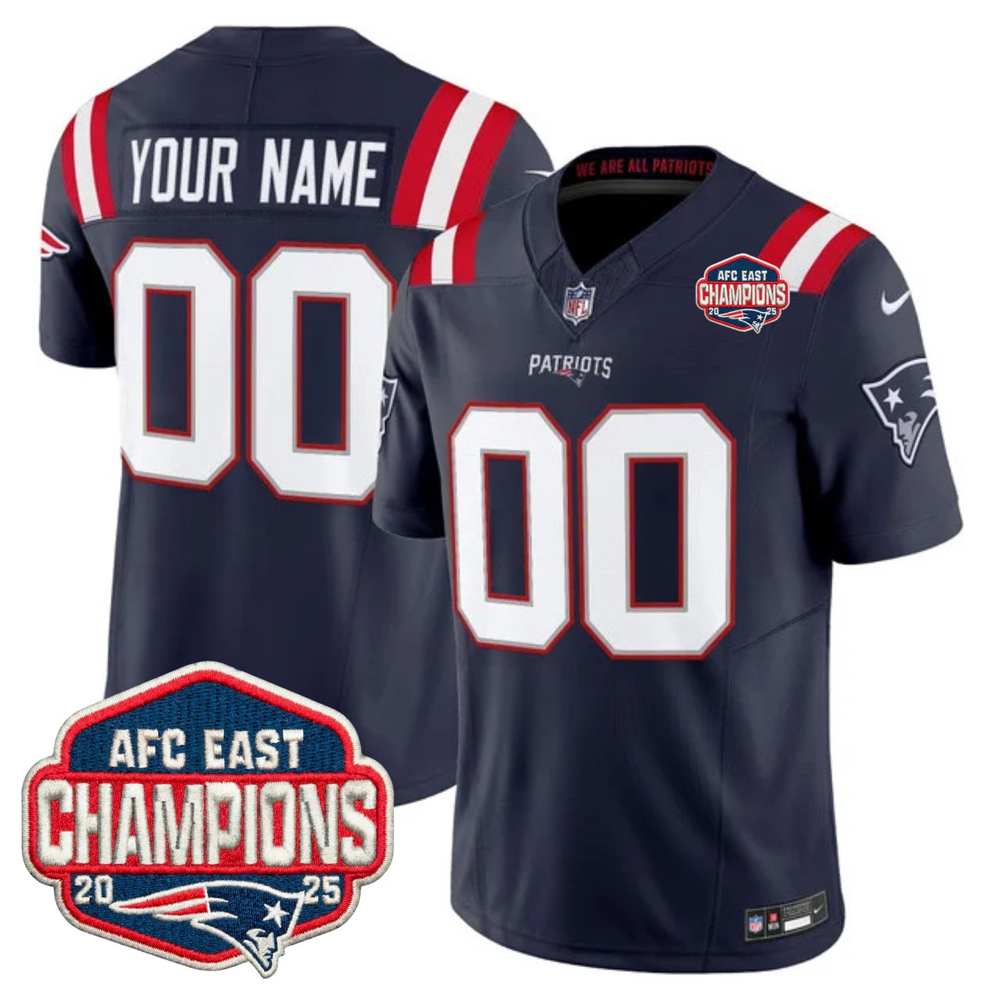 NE AFC East Champions Patch Vapor Limited Jersey - All Stitched
